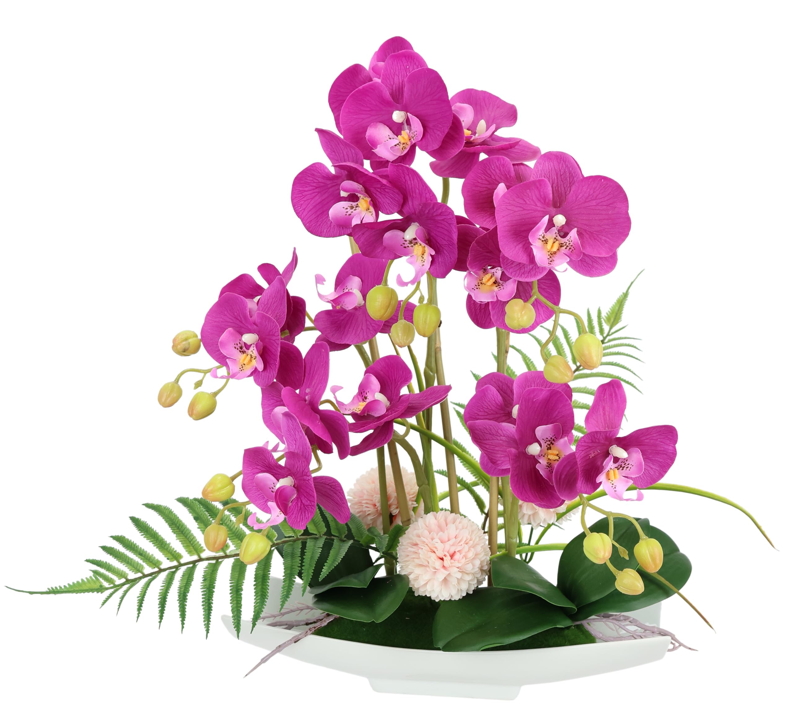 Künstliche Orchidee 52cm in Keramik-Schale Kunstblume Blume Kunstorchidee Phalaenopsis mit Übertopf Kunstpflanze Hochzeit Deko Schmetterling Dekoblume Seidenblume Blumenarrangements, rosa