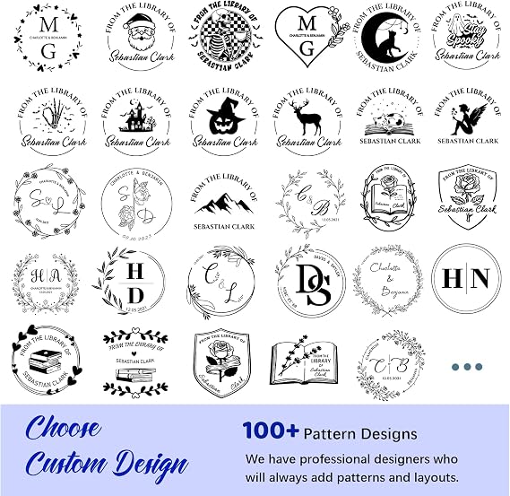 Book Embosser Personalised | Teacher Gifts | Personalised Book Embosser Custom Your Name & Design for Readers, Collectors, Libraries and Wedding Invitation | from The Library of