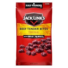 Jack Links Beef Tender Bites Teriyaki Half Pounder Bag - Flavorful Meat Protein Snacks for Lunches 10g of