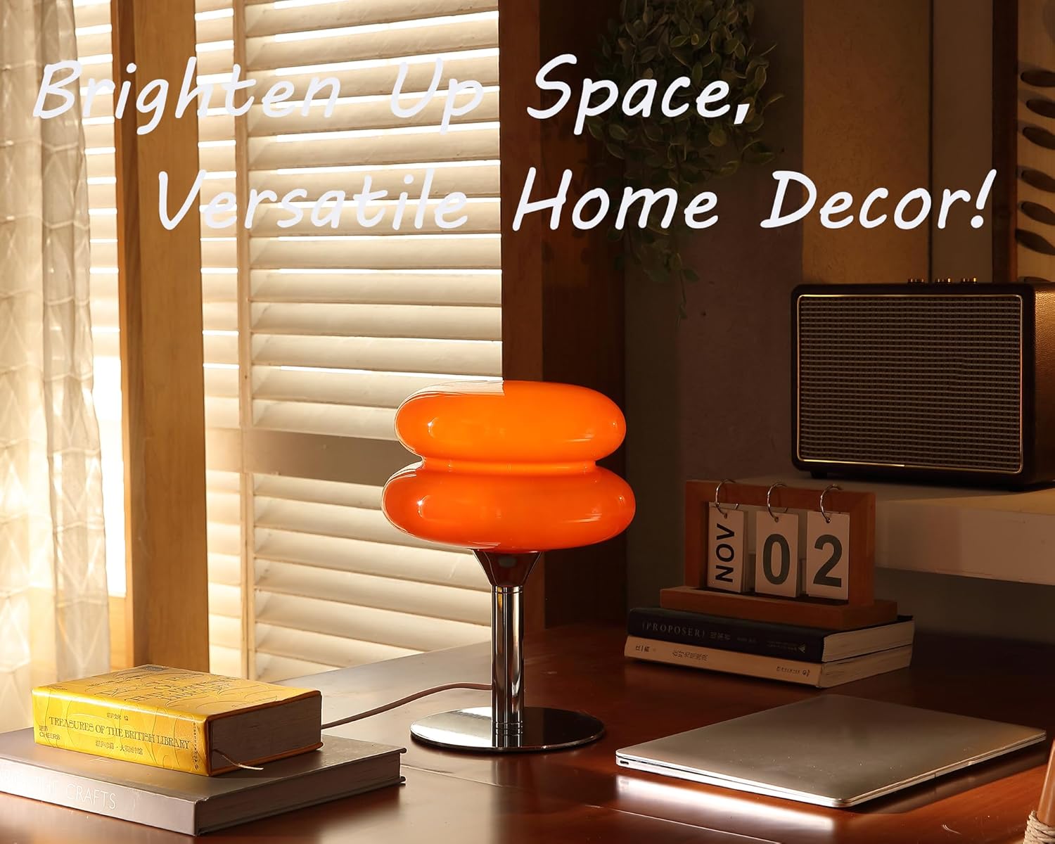 Mushroom Lamp Table Lamp for Night Stands,Mid Century Modern Desk Lamps for Bedroom, Vintage Dimmable Bedside Small Lamps, Cute Cool Home Room Aesthetic Decor for Living Room (Orange)