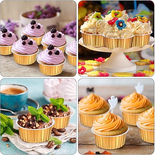 Miniatura 25 de 150 Pcs Aluminum Foil Baking Cup Disposable Ramekins with Lids 5oz Mini Cupcake Liners Flan Mold Mini Cake Pans with Lids Disposable Cake Tins for