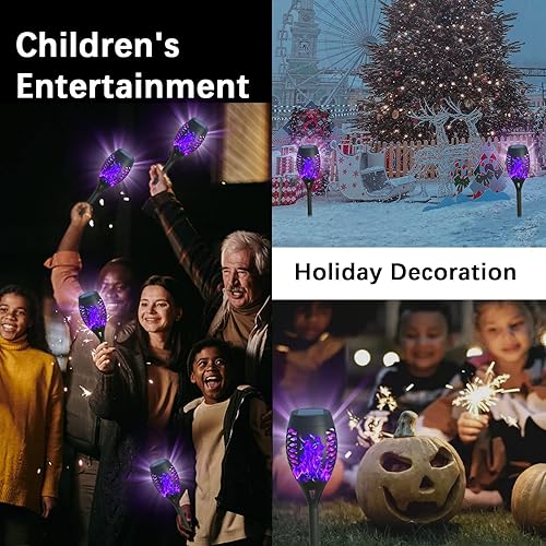 Miniatura 6 de Luces solares al aire libre Waterperoof, antorchas solares AOUNQ para exteriores con llama parpadeante, paquete de 8 mini luces solares para