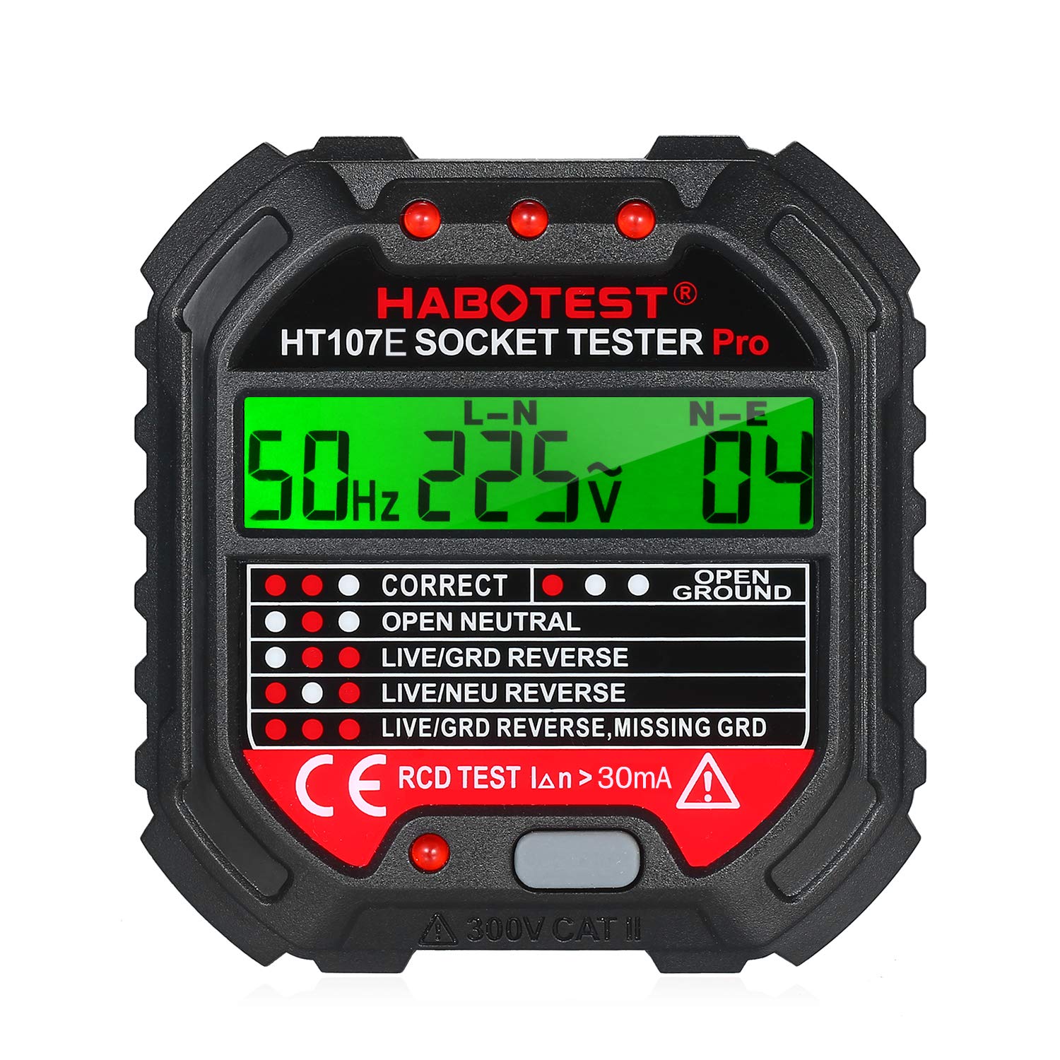 moobodyElectric Socket Tester With GFCI Outlet Voltage Display 90- Automatic Circuit Polarity Voltage Breaker Finder HT107D