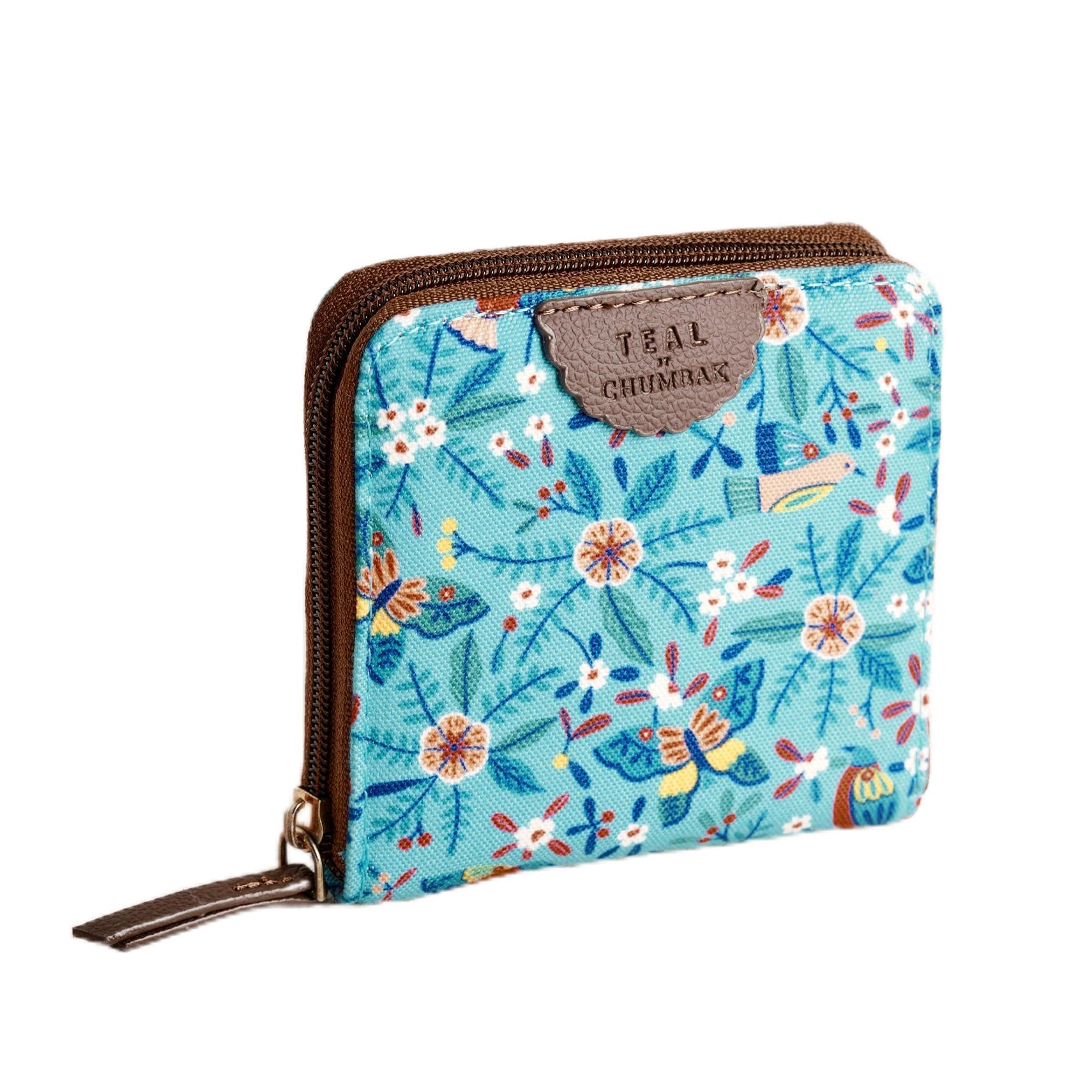 Women's Mini Wallet | Small Wallet for Women | Women's Purse | Coin | Card | Teal (Birds of Paradise)-image-46