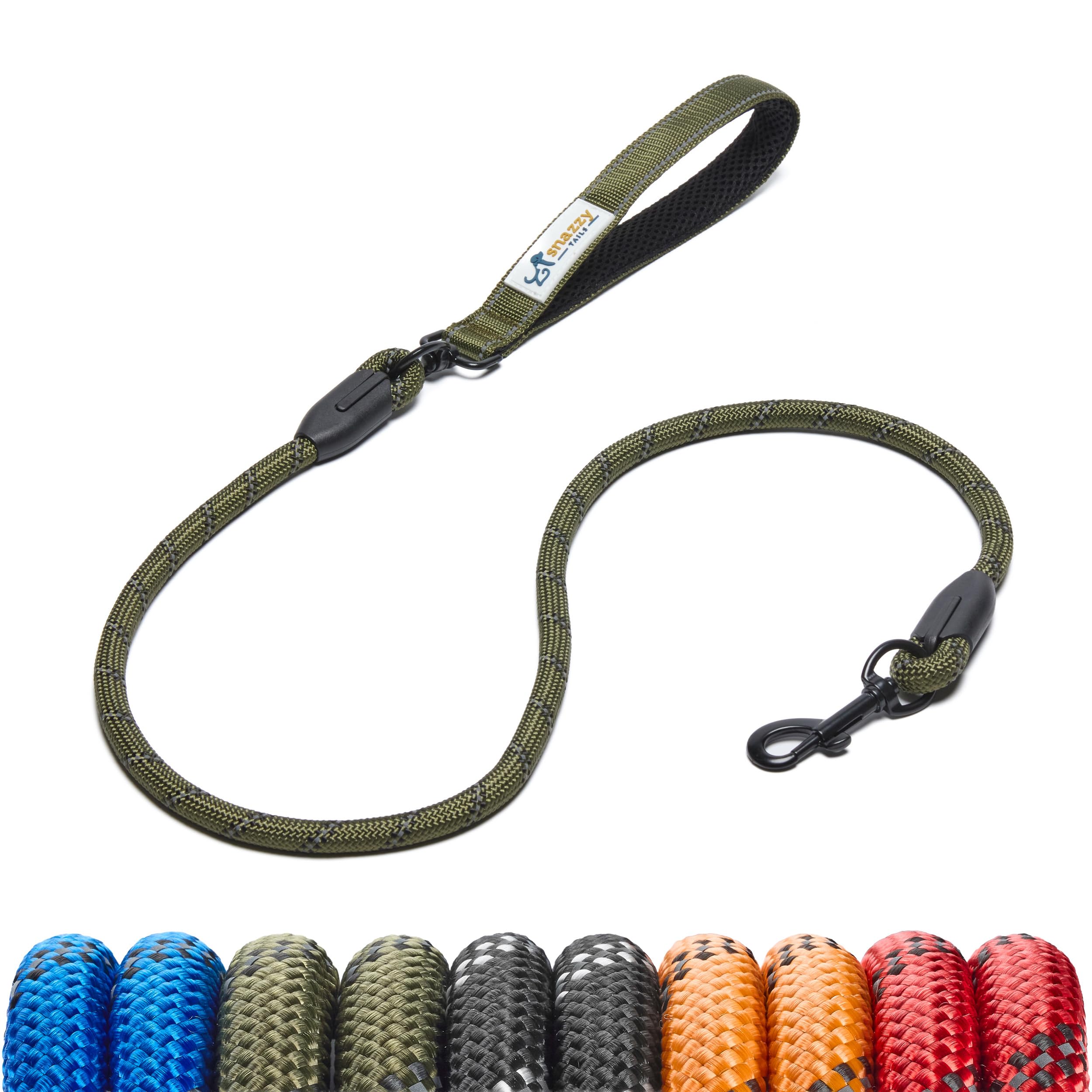 Snazzy Tails Freedom Clip 1.0cm x 120cm - Dog lead with clip Army Green