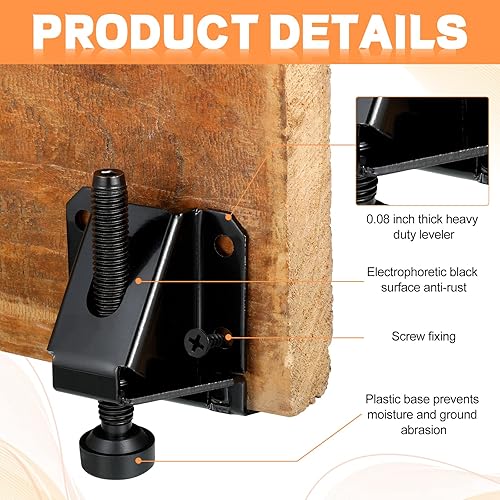 Miniatura 3 de Kenning Paquete de 24 patas niveladoras de alta resistencia, patas niveladoras de muebles con tornillos, llave de bloqueo, altura ajustable de 2.3