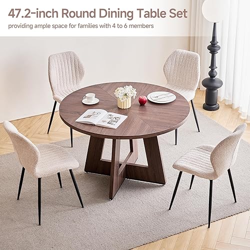 Miniatura 44 de Juego de mesa de comedor redonda para 4 personas con sillas, mesa de cocina y sillas, juego de mesa de comedor, silla moderna de mediados de siglo