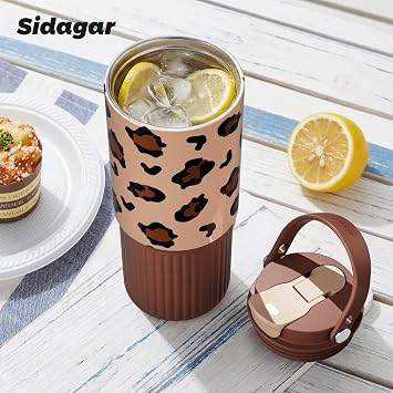 26oz Insulated Water Bottle with Dual Lid, Aesthetic Chocolate Brown Tumbler, 316 Stainless Steel Coffee Mug, Leakproof Minimalist Cup, 24H Cold, Earth Tone Gift for Her, Office Ready