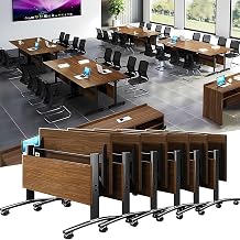 Compact Folding Computer Desk Foldable flip top Mobile Training Table for Office Meeting Room,Classroom70.8in