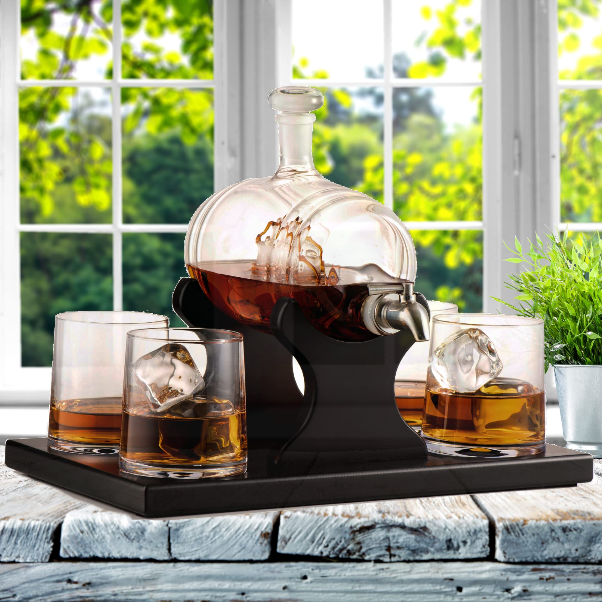 Buy Whiskey Decanter Barrel Gift Set Liquor Dispenser Whiskey Gifts