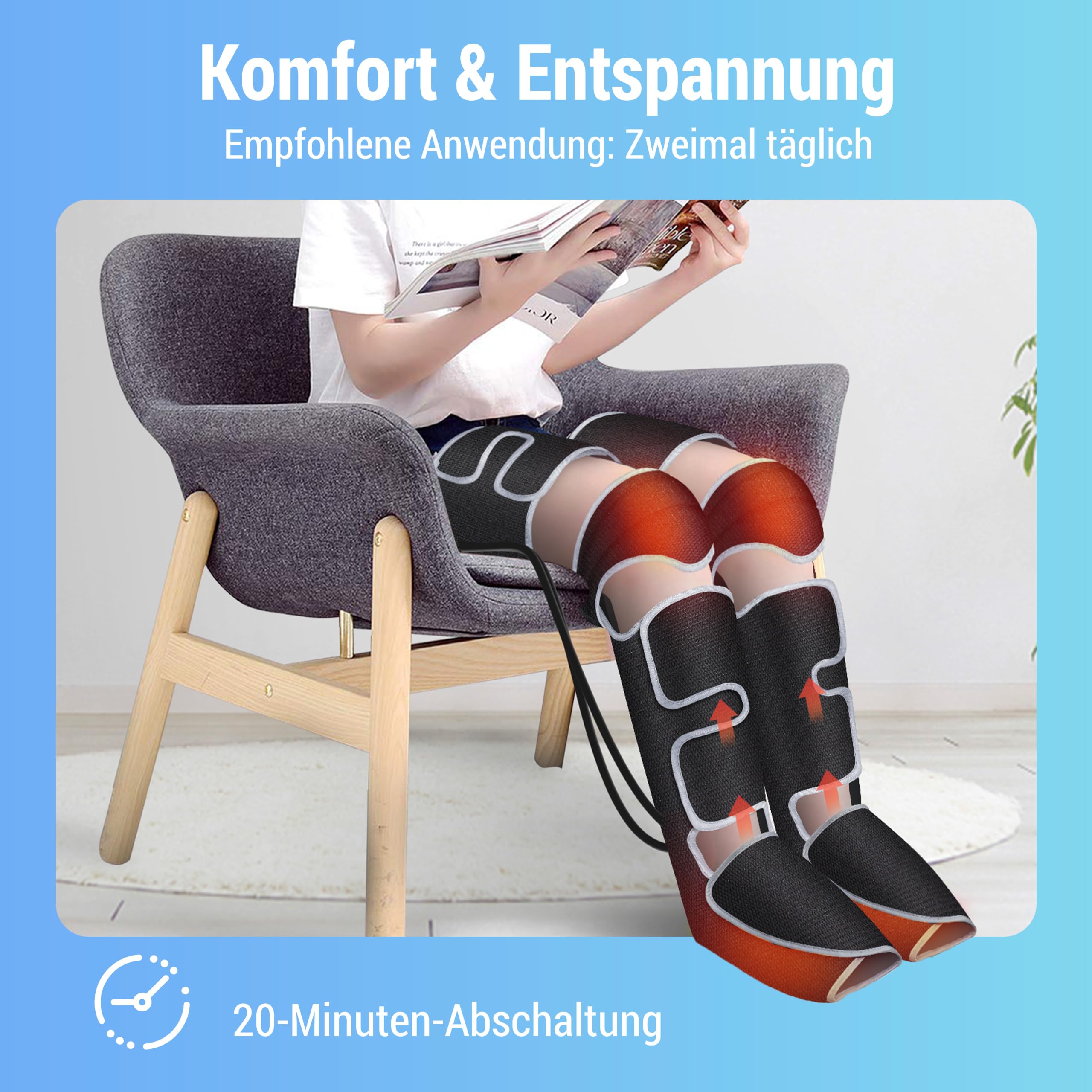 COMFIER Beinmassagegerät mit Wärme und Kompression | Massagegerät Bein für Muskelentspannung, 3 Modi, 3 Intensitäten, 3 Wärmestufen, Geschenk für Frauen und Männer