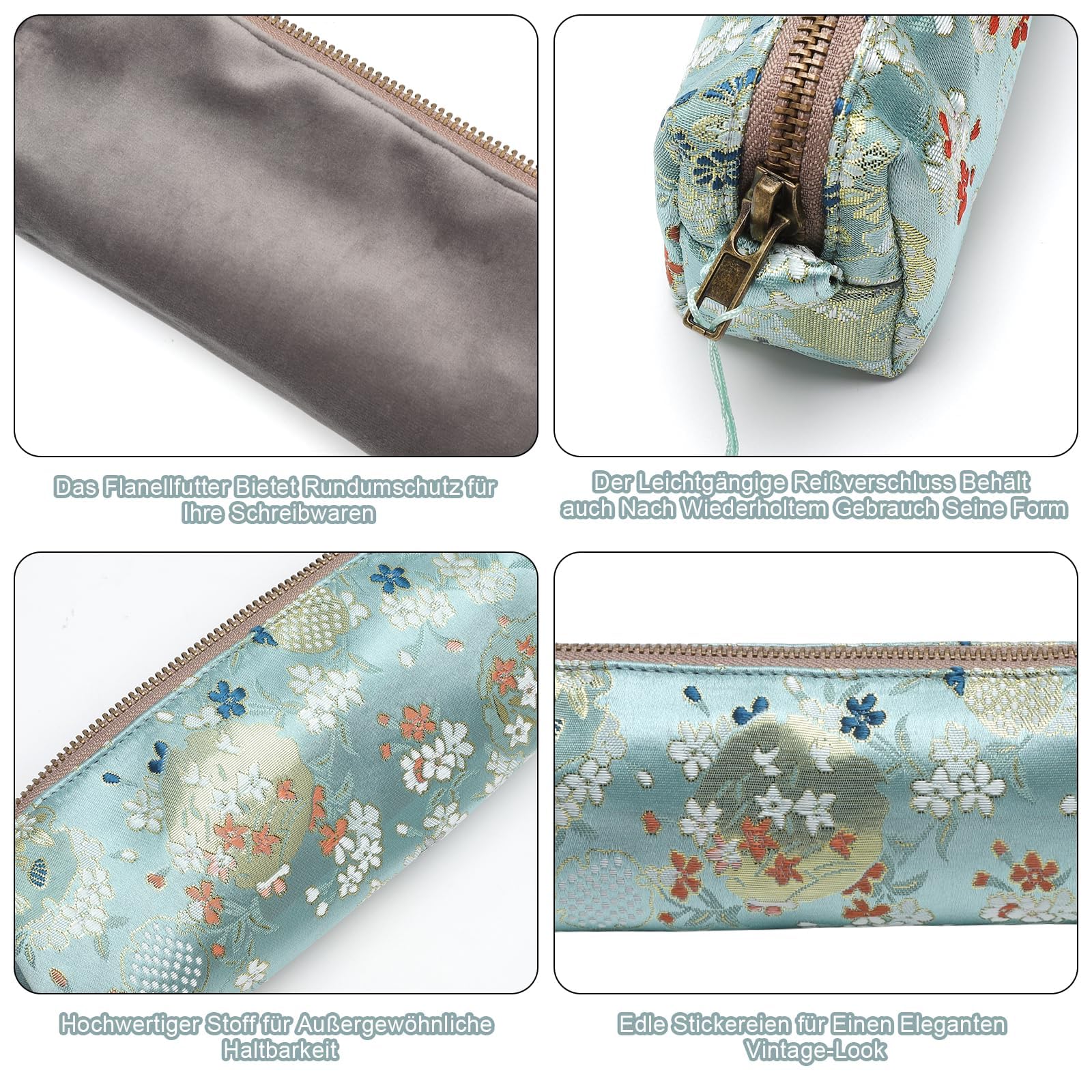 TNSLAND Piórnik w stylu retro, z brokatu, przenośny piórnik z zawieszką w kształcie frędzli, piórnik szkolny dla dorosłych, nastolatków, haftowany zamek błyskawiczny, artykuły piśmiennicze do szkoły