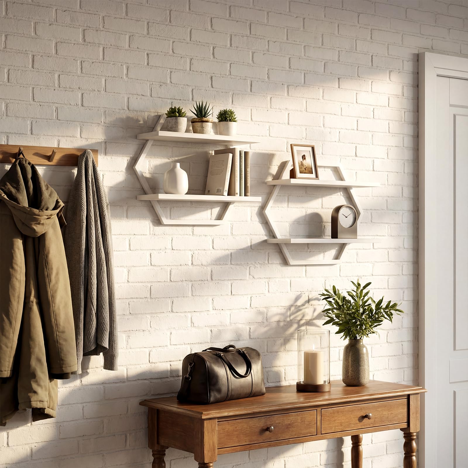 2 Pièces Étagère Murale,Étagères murales en Bois,DIY Déco Tablette Flottante,Etagere Flottante de Rangement pour Maison,Salon,Chambre à Coucher,Bureau,Salle de Bain,Cuisine (Blanc)