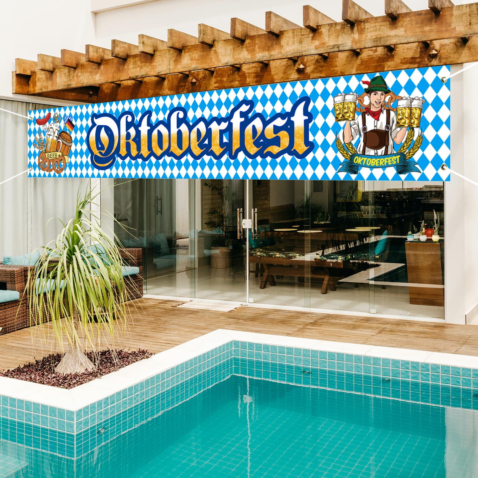 Oktoberfest Banner – 50x300 Cm, Blau, Bayrische Deko Für Garten- & Hauspartys