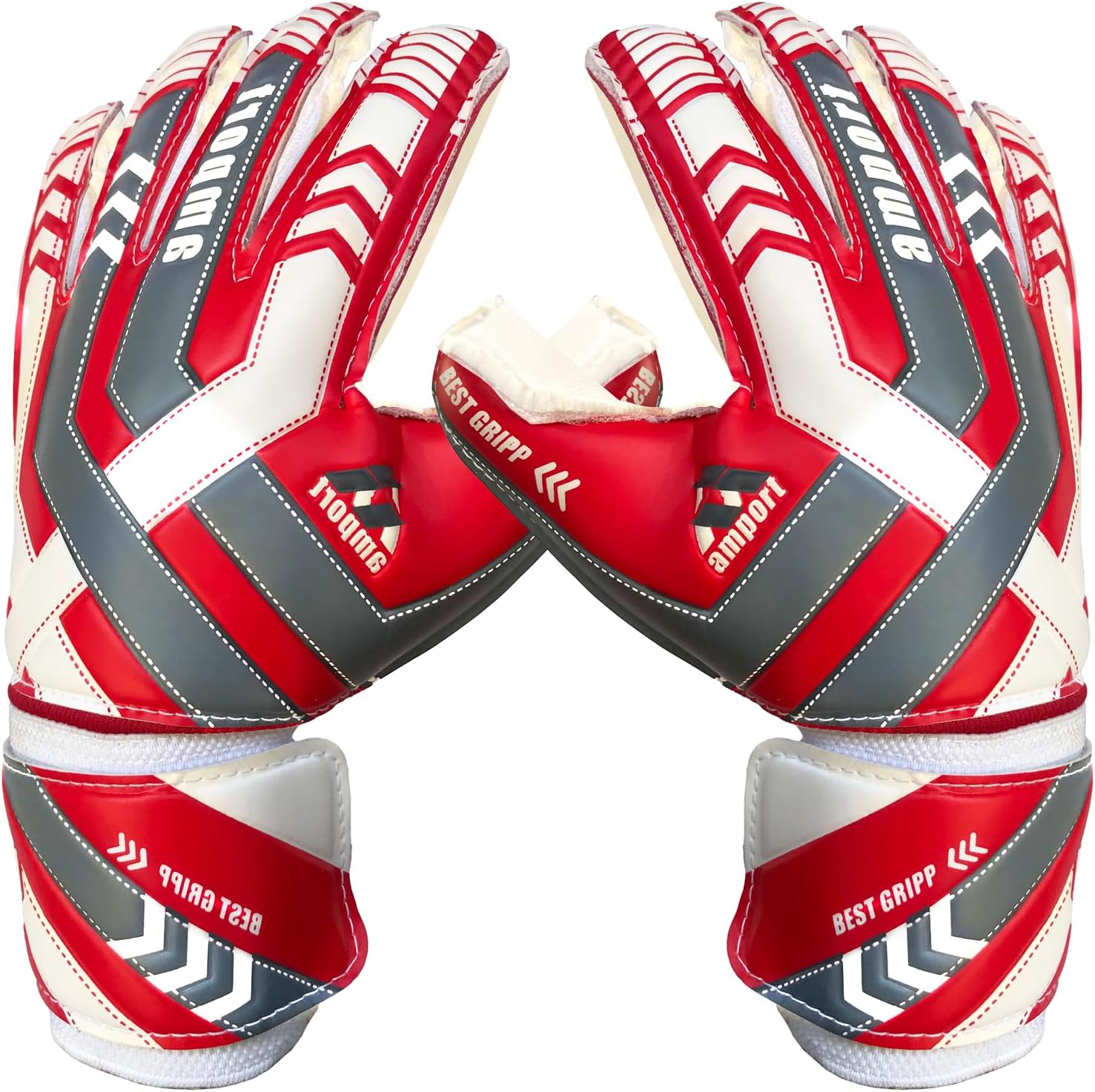 Amport Goalkeeper Gloves – Finger Spine Protection, Hybrid Cut & Wide Double Layer Wristband – Unique Designed, Best Grippy and Consistent Palm Grip Goalie Gloves for Kids, Youth & Adult