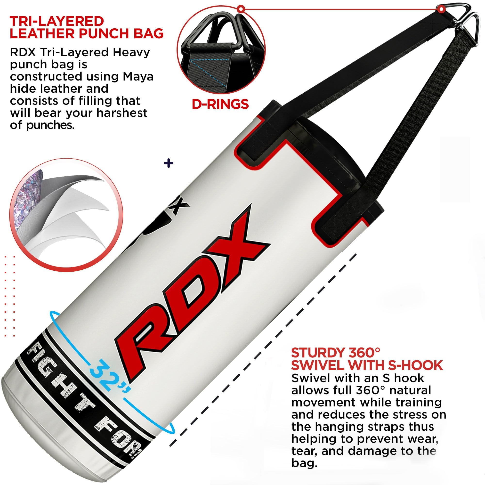 RDX Kinder-Boxsack, 61 cm, MMA, schwer, inkl. Boxhandschuhe, gefüllt, Kickboxing, Muay Thai