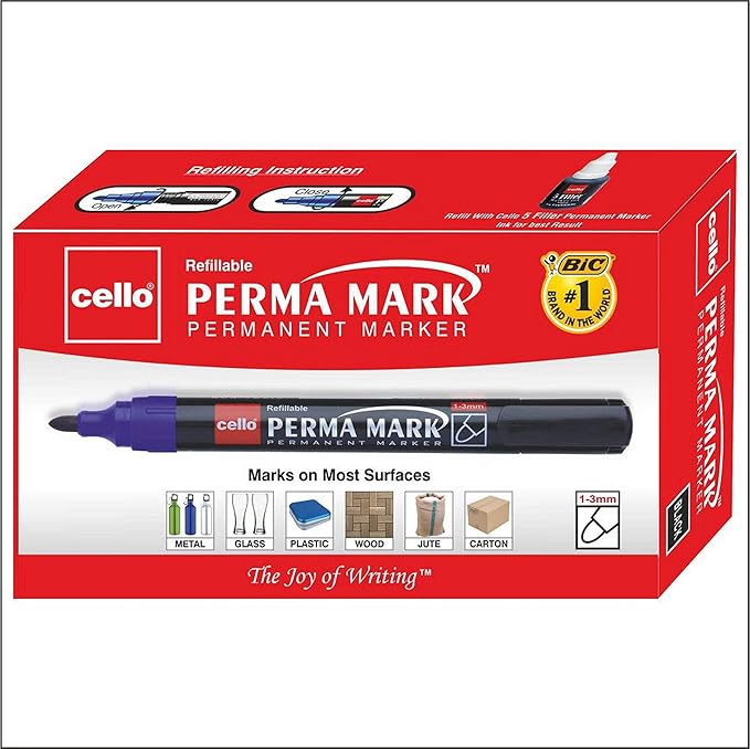 Cello Perma Mark Permanent Bold Marker, Black, Count of 10 Amazon.in