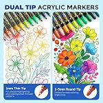 Betem 24 Colors Dual Tip Acrylic Paint Pens Markers, Premium Water-Based Acrylic Paint Markers for Fabric, Rock, Wood, Glass, Paper, Canvas, Ceramic, Fabric Paint Markers DIY Crafts Art Supplies Kit