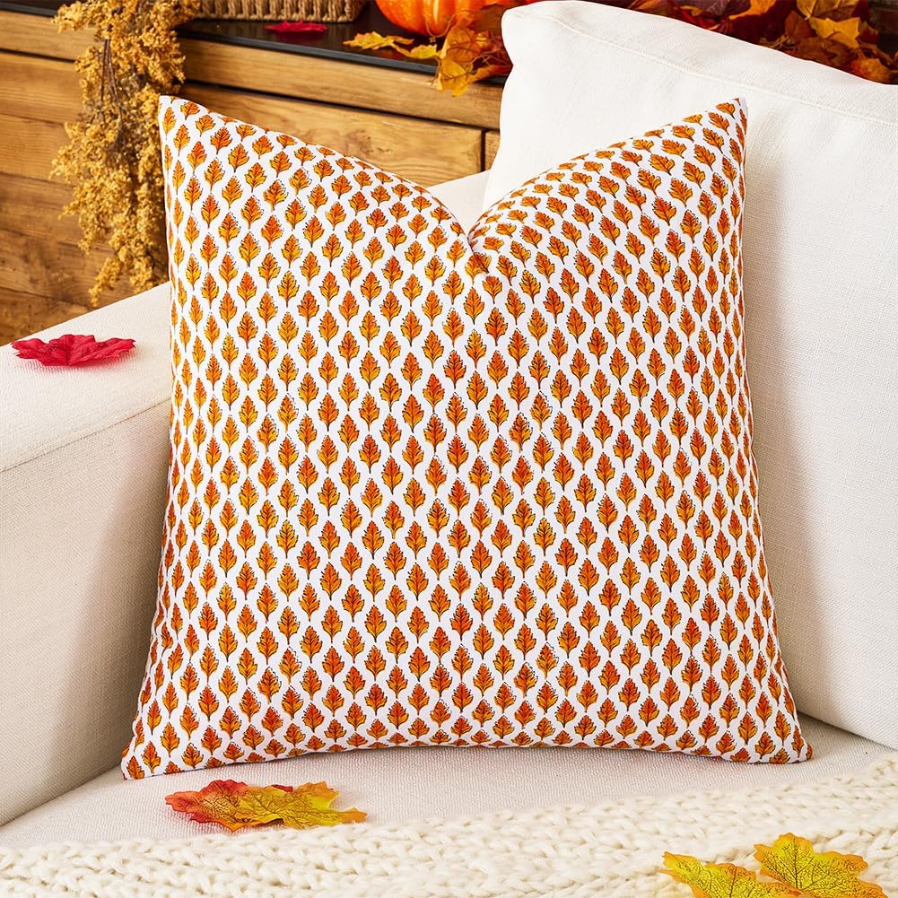 Rustic Fall Pillows Amazon.com: Fall Orange Decorative Farmhouse Pillow Covers 20x20, 100% ...