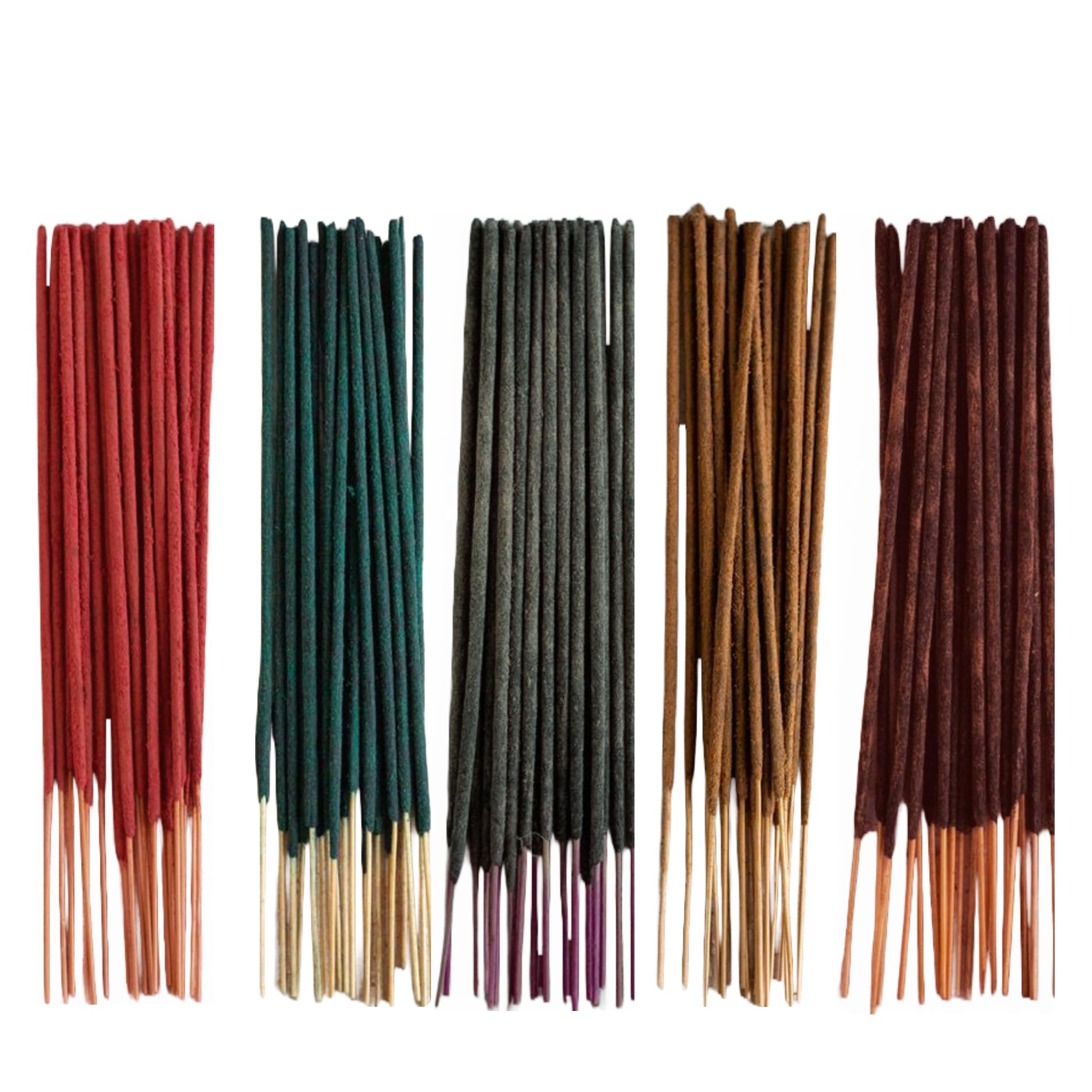 Binda Organic and Natural Incense Sticks (Royal Rose,Raat Rani - Night Queen,White Kapoor,Tulsi Chandan,Rosemary) Packs of 5 (250.g) 100 STK