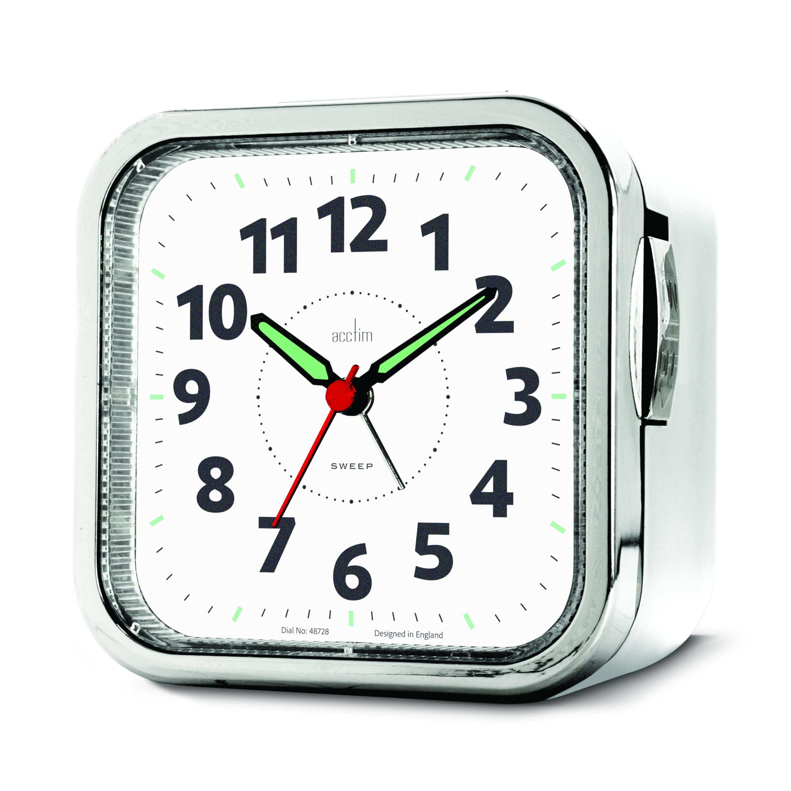 Acctim Otis Non-Ticking Sweep Bell Alarm Clock (White)