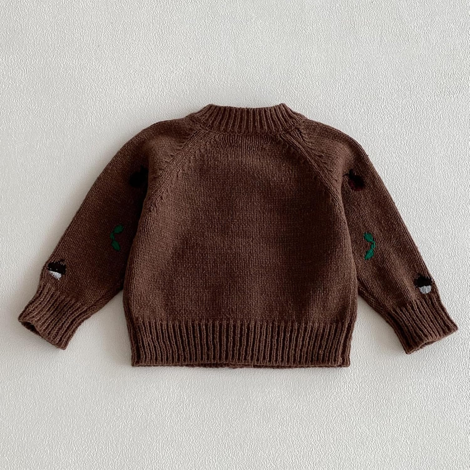 Fall Toddler Cardigan - Long Sleeve Button - Up Knit Sweater with Cute Acorn & Leaf Embroidery - Unisex (US, Age, 24 Months, Coffee)