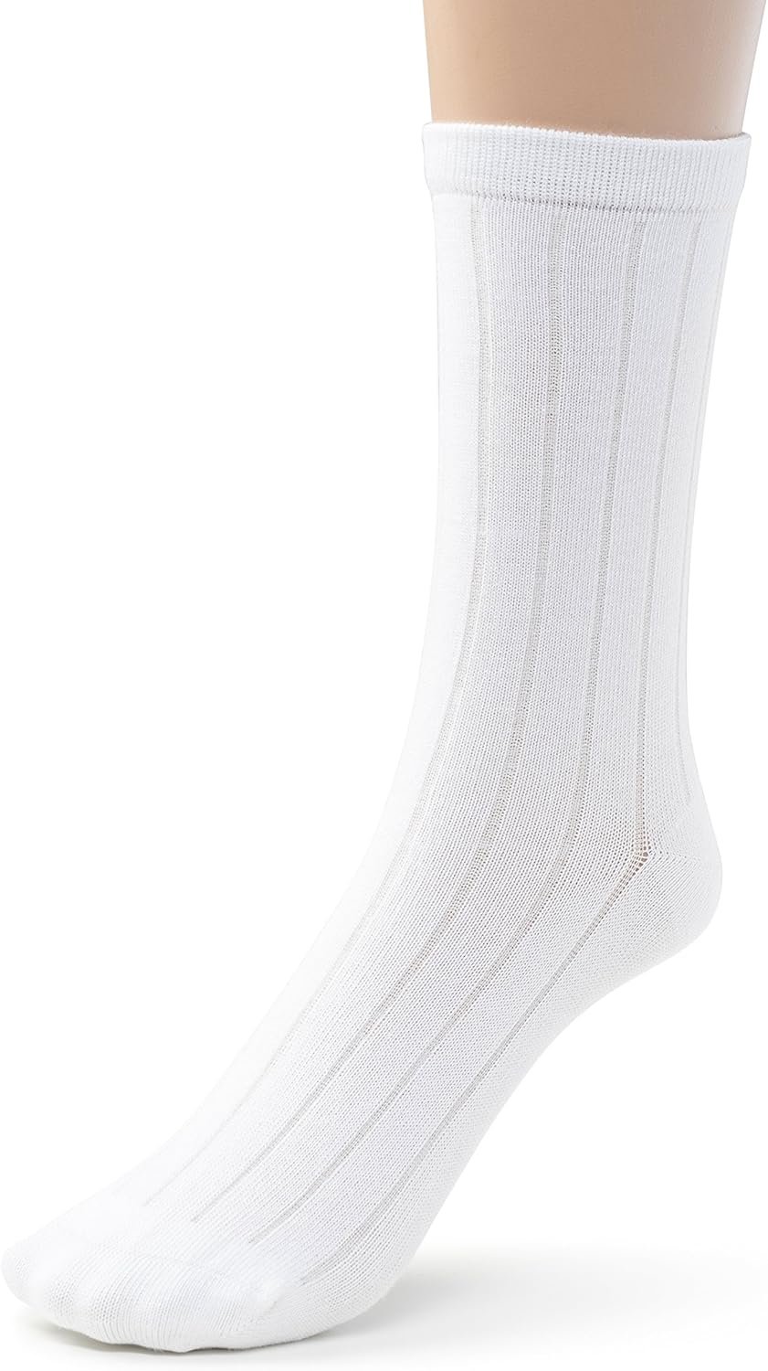 Silky Toes Mens Rayon From Bamboo Ribbed Dress Crew Socks 3 or 6 Pairs Calf Socks - Image 2