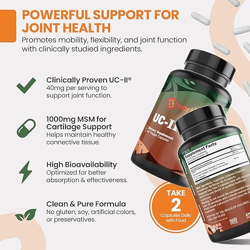 Miniatura 2 de EarthNutri Joint UC-II + MSM para la salud y flexibilidad ósea. Promueve la reparación saludable de las articulaciones y un mejor movimiento. 40 mg
