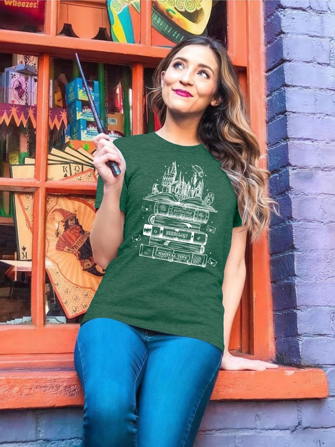 Magical Shirt for Women Novelty Wizard Book T-Shirts Magical School Shirts Wizard Costume Tops - Image 3