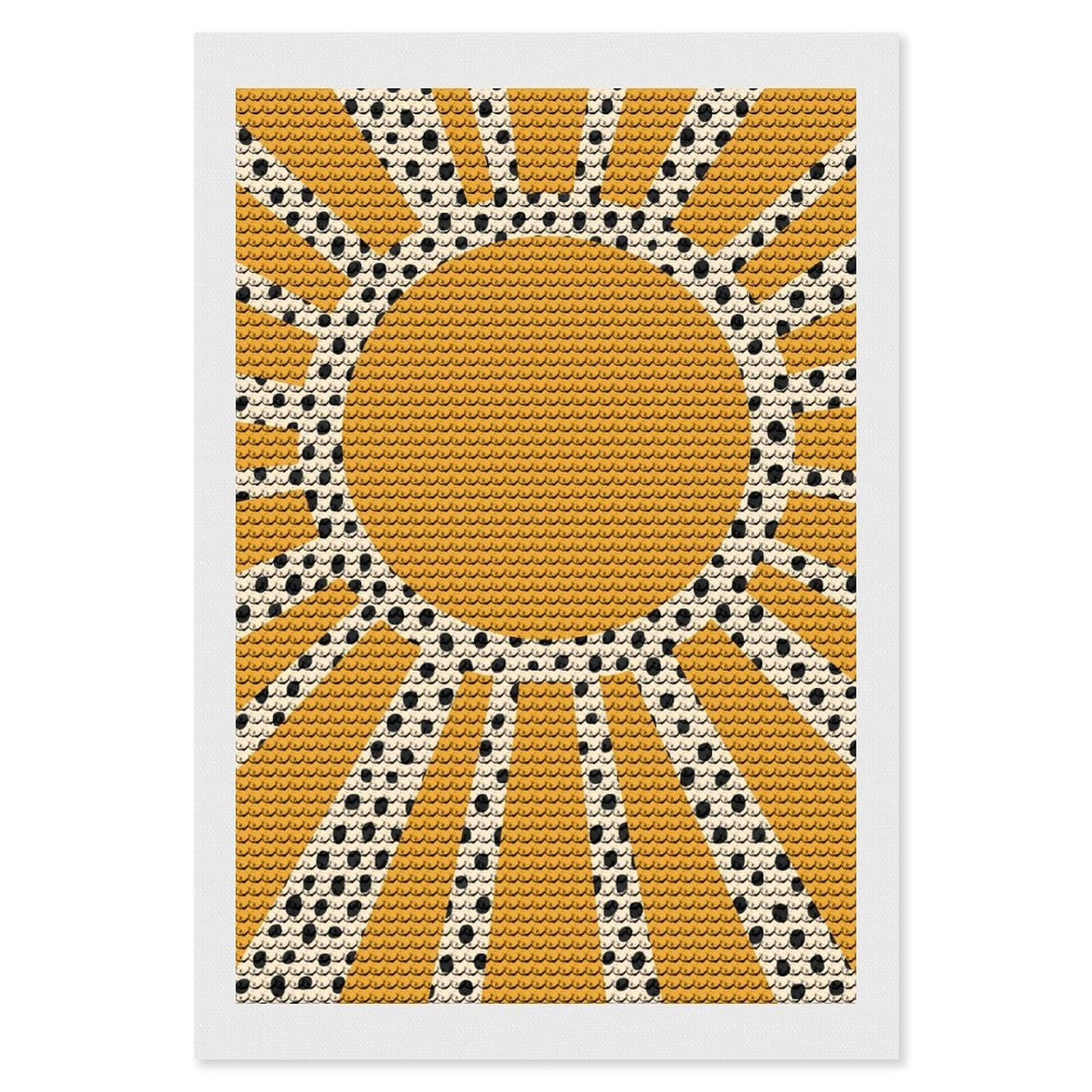 Junmoney Boho Chic Cozy Sun Diamond Painting Canvas Set 8"x12", for Women, Pleasing Wall Art Project, Aesthetic Room Decor, Gift Idea