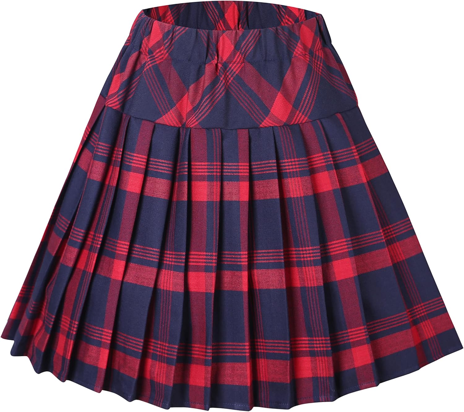Urban CoCo Women's Elastic Waist Tartan Pleated School Skirt