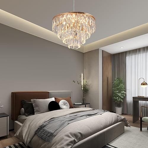 Miniatura 66 de Moderno candelabro de cristal LED, iluminación empotrada, lámpara colgante con control remoto para sala de estar, comedor, dormitorio, isla