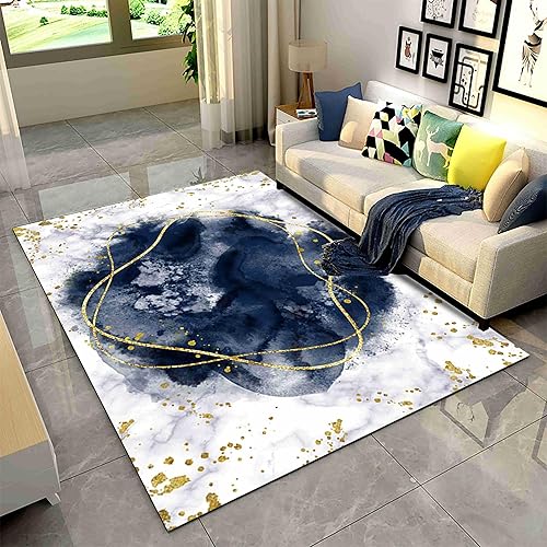 Miniatura 11 de Alfombra abstracta de mármol rojo y negro, 6 x 8 pies, alfombra de lujo con textura de piedra negra dorada, alfombra suave y transpirable para