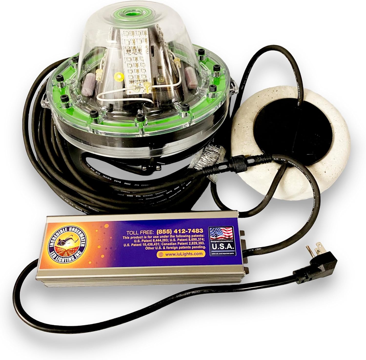 Mega-Watt Underwater LED Lighting System, Underwater Dock Light, Fish Light, 32000 Lumens (Orange, 40 Foot Power Cord)