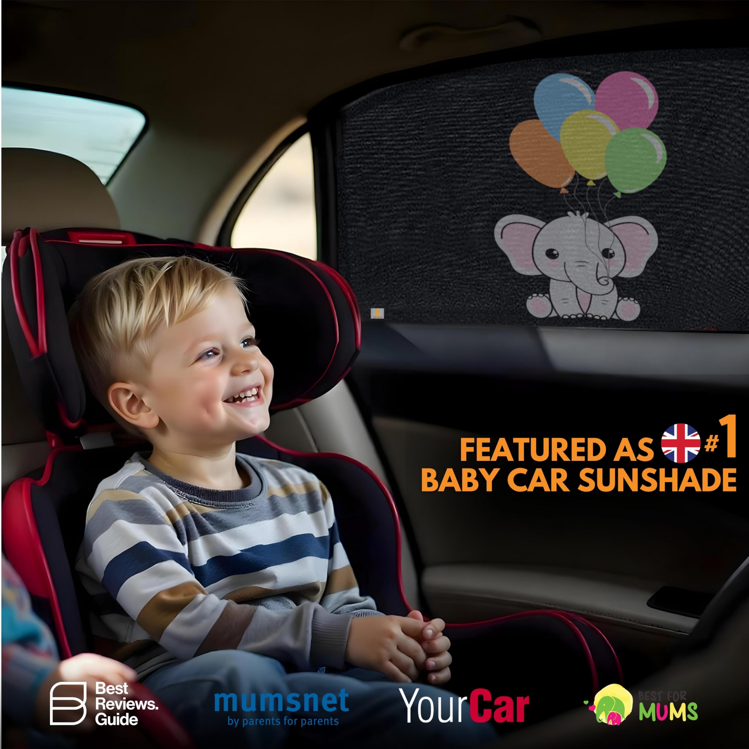 JELLYBABABABY Window Shades for Baby with UV Protection - Sun Shade for Children with Cute Animal Motifs 38" x 18", Set of 2 - Image 2
