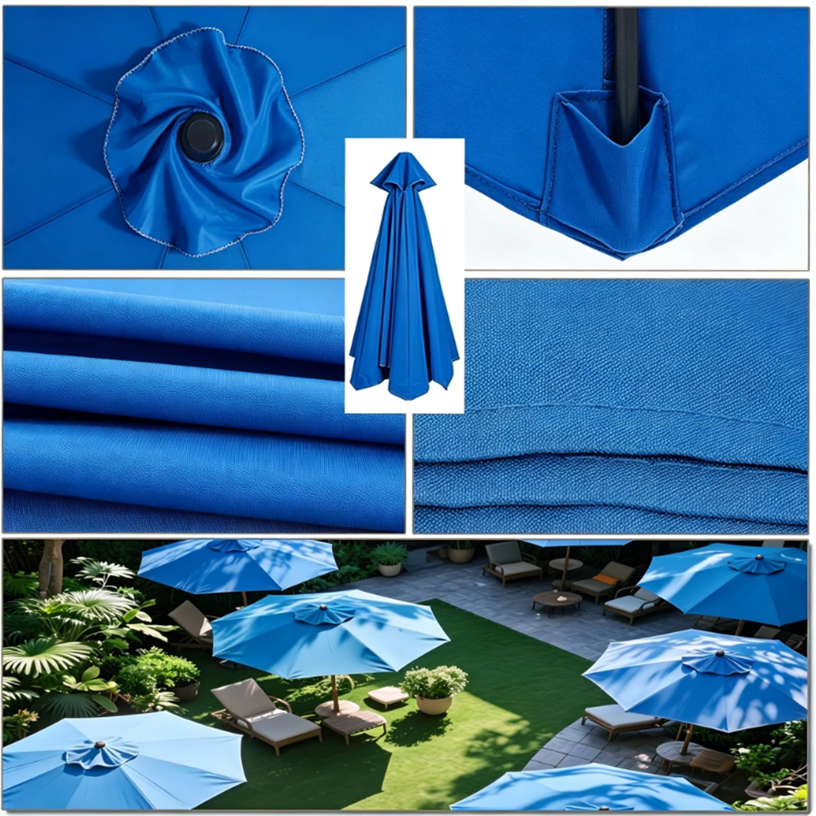 Zapasowy pokrowiec na parasol przeciwsłoneczny, 2-4 m, 6/8 wsporników, pokrowiec na parasol rynkowy i parasol przeciwsłoneczny do ogrodu, na basen, plażę, taras i balkon, 250 cm, 8 żeber