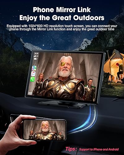 Miniatura 4 de LAMTTO Estéreo inalámbrico para automóvil de 9 pulgadas con Apple Carplay y Android Auto, pantalla táctil portátil navegación GPS para automóvil,