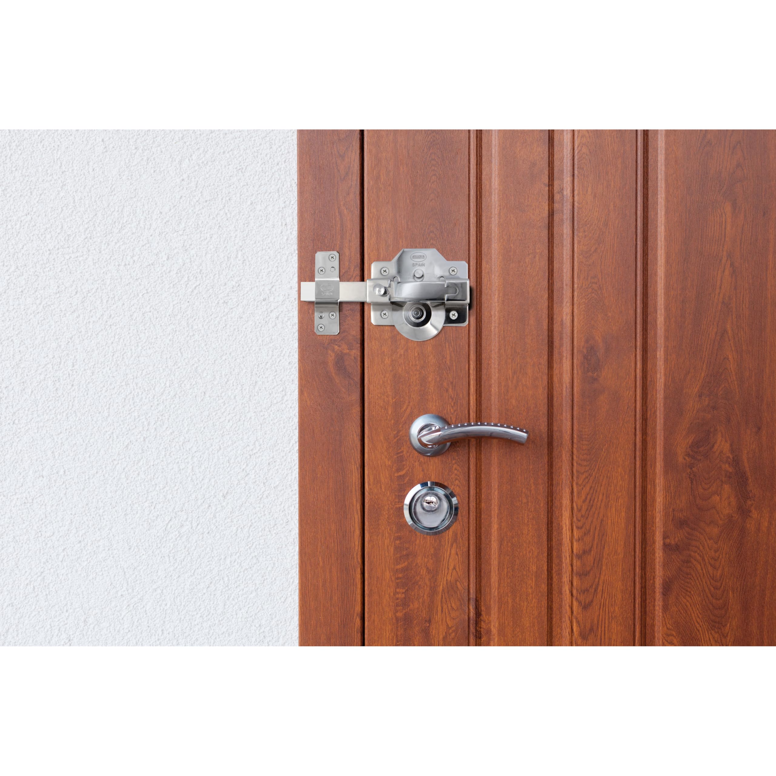 Amig - Cerrojo de Alta Seguridad Modelo 3 PLUS - Acero en Acabado Plateado - Protección Antitaladro y Antibumping - Incluye 5 Llaves Codificadas y Tarjeta de Propiedad - 90 x 154 mm