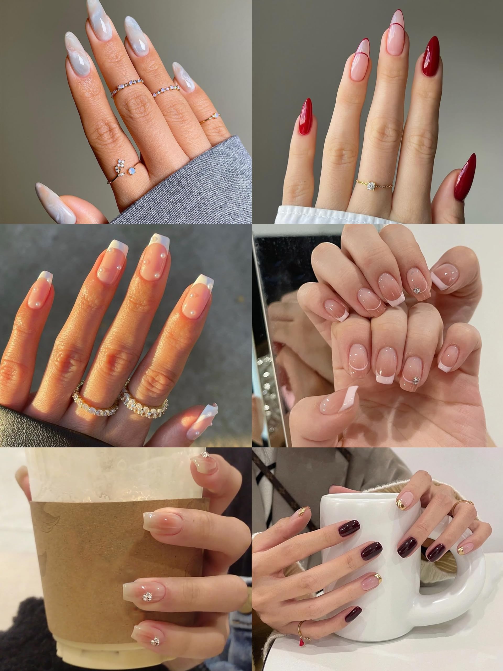 SYNSYBFrench Tip Press On Nails Set of 6-144 PCs Nail Tips with Handcrafted Designs for a Luxurious Salon-Quality Fake Nails, Seamless Glue-on False Nails for Woman Nail Art Manicure (02, 144 PCs)