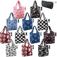 Vista 11 de BeeGreen Bolsas reutilizables para compras, compactas, bonitas, de color sólido, juego de 12 bolsas plegables de reciclaje con cremallera