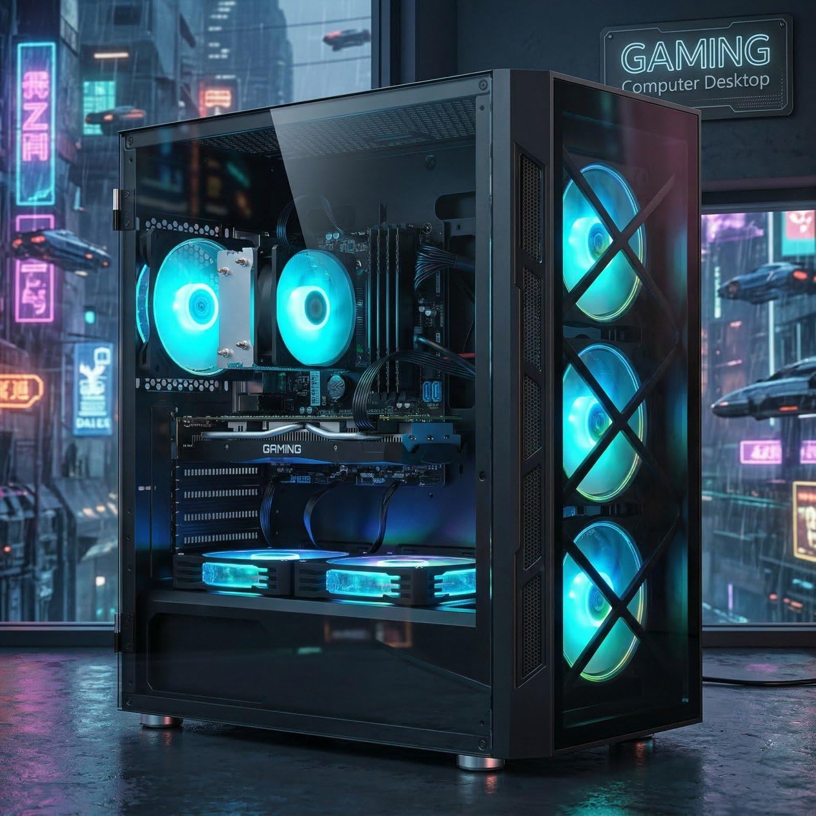 STGsivir PC Gamer Fixe, Ordinateur Gaming, Core i7 up to 3.9 GHz, Geforce GTX 1660 Super 6Go GDDR6, 32Go RAM, 1To SSD, WiFi6, BT 5.0, Ventilateur RGB x6, Windows11 Pro