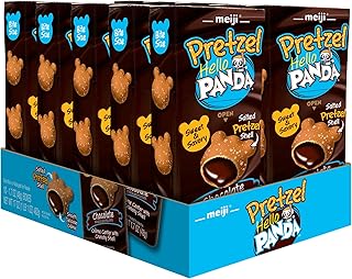 Hello Panda Pretzel Cookies, Chocolate Crème Filled - 1.7oz, Pack of 10 - Crunchy Pretzel Shell with Smooth Delicious Crème