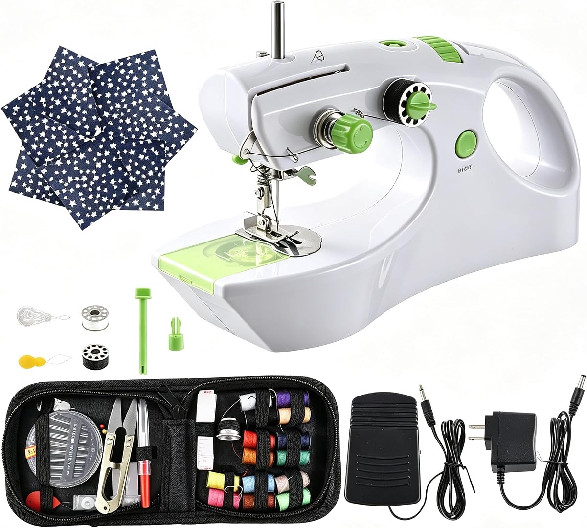 Handheld Sewing Machine Portable Mini Stitch Tool for Quick Fabric Repairs | 2-Thread&2-Speed,Sews Denim up to 4-6 Layers,Cordless & AC Powered,DIY Mending