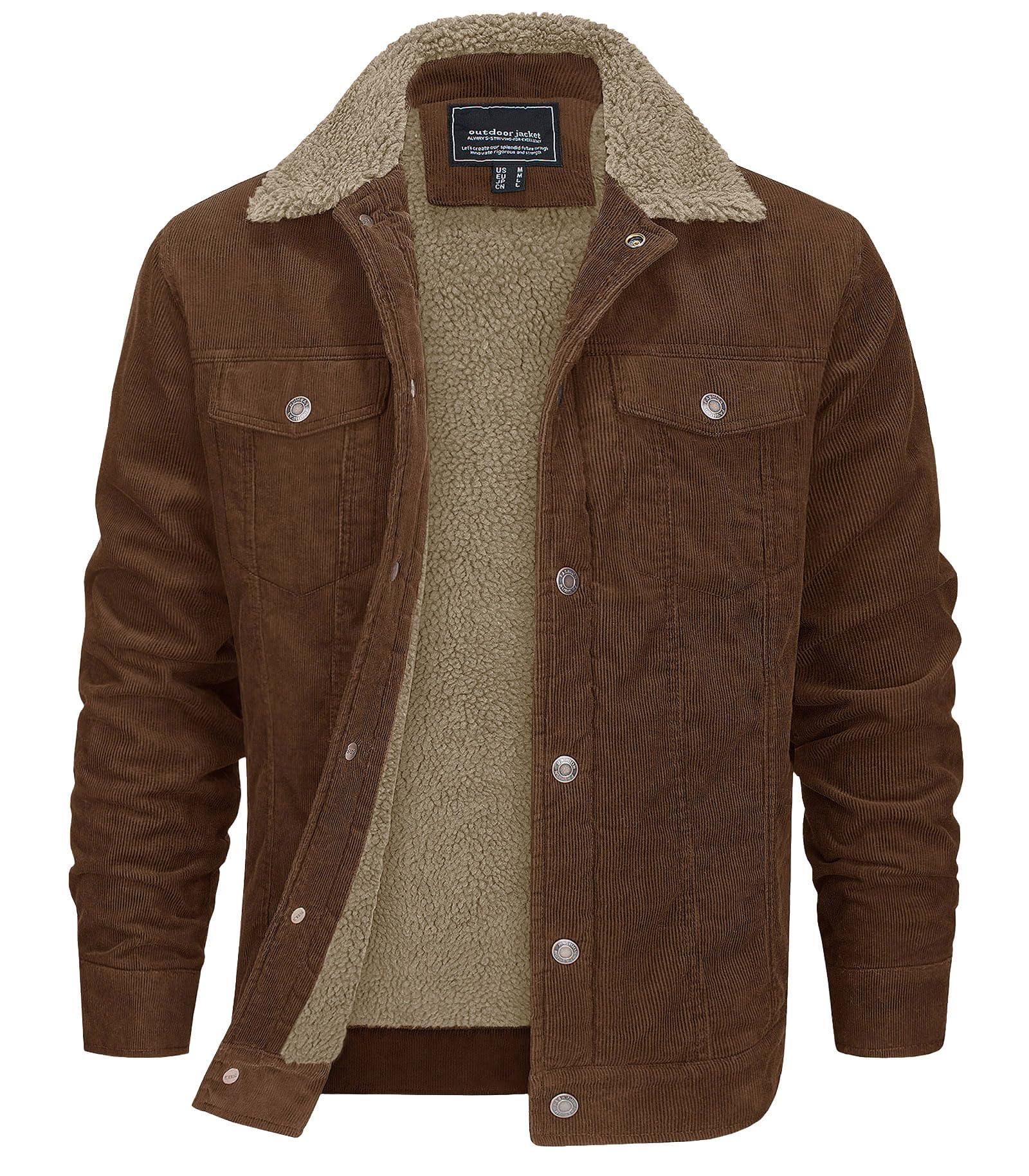 EKLENTSON Men's Corduroy Jackets Sherpa Lined