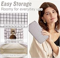 Vista 3 de izuzta Estuche de Maquillaje Pequeño y Delgado de Nylon Mini, cuadriculado, Chico, Viajes