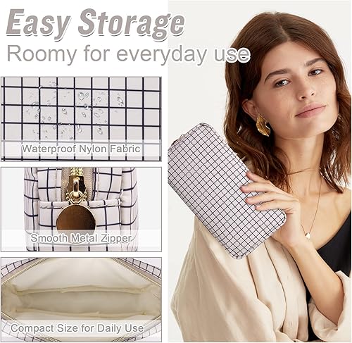 Miniatura 3 de izuzta Estuche de Maquillaje Pequeño y Delgado de Nylon Mini, cuadriculado, Chico, Viajes