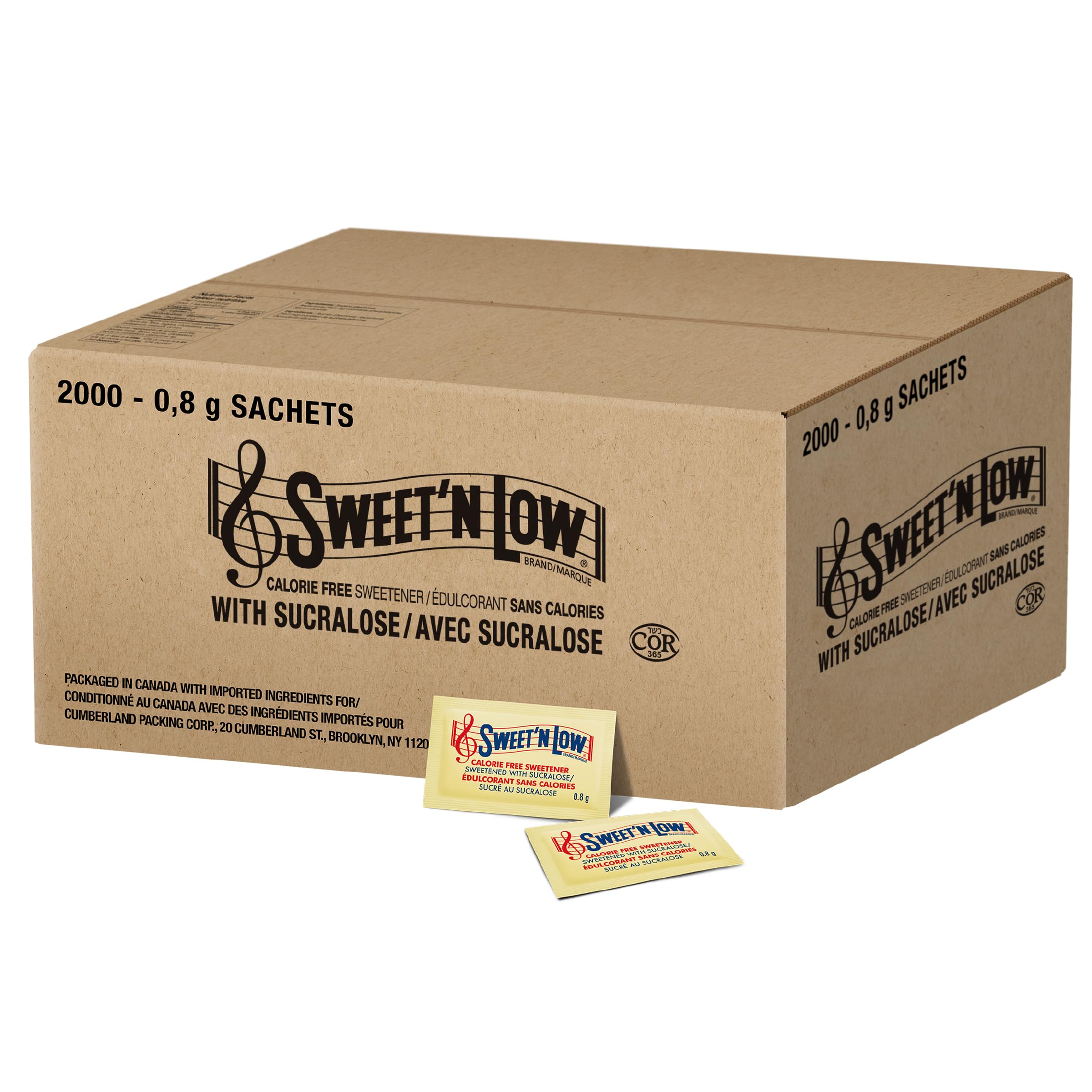 Sweet'N Low - Zero Calorie Sweetener with Sucralose. Diabetic-Friendly, Gluten-Free, Kosher, Vegan - Perfect for Iced and Hot Coffee, Tea and Lemonade, Made in Canada – 2000ct
