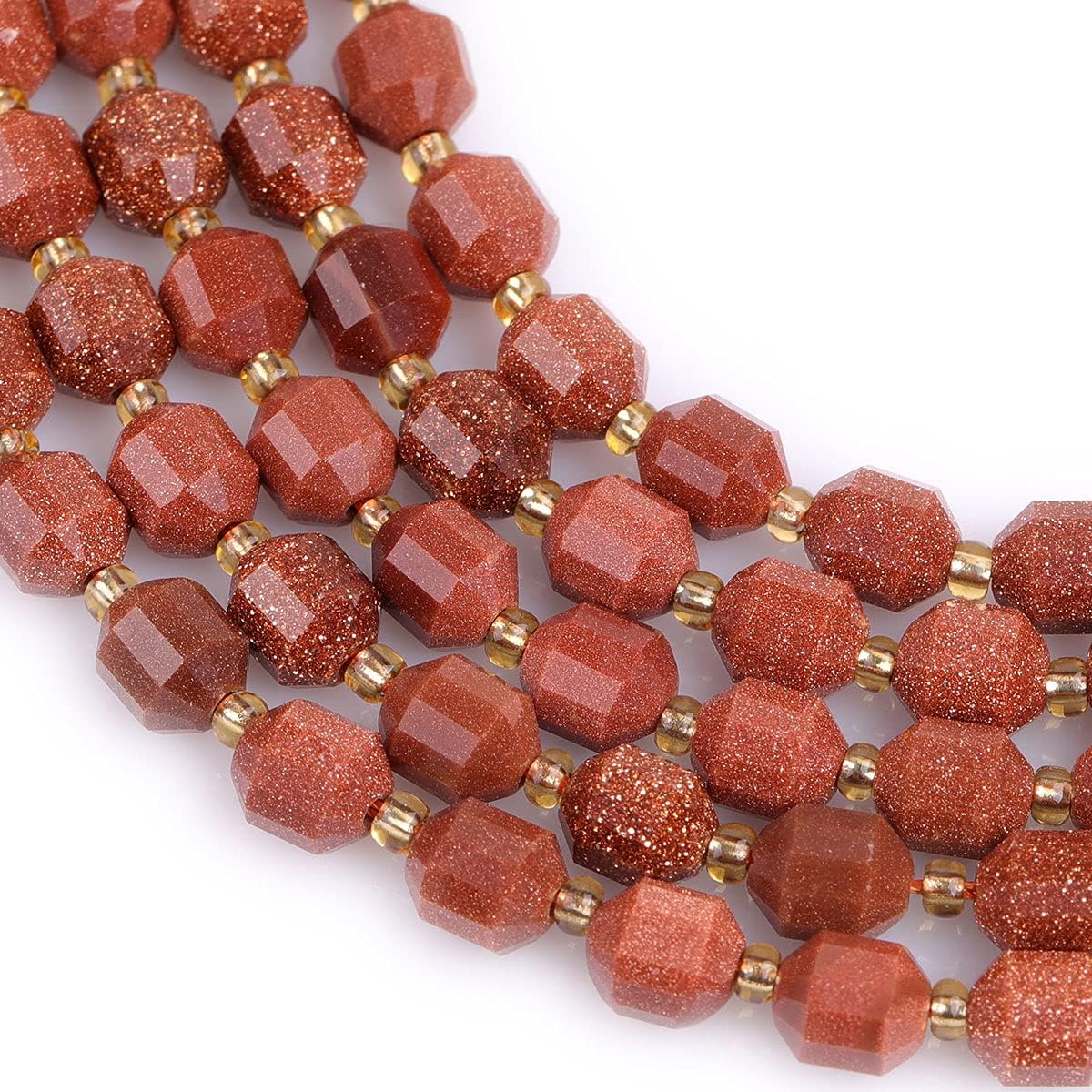JOE FOREMAN 8mm Bicone Hand Faceted Gold Goldstone Sandstone Beads Chakra Jewelry Making Beads for Making Jewelry Adult Bulk Full 15" Strand Energy Stone Healing Power Crystals image 4