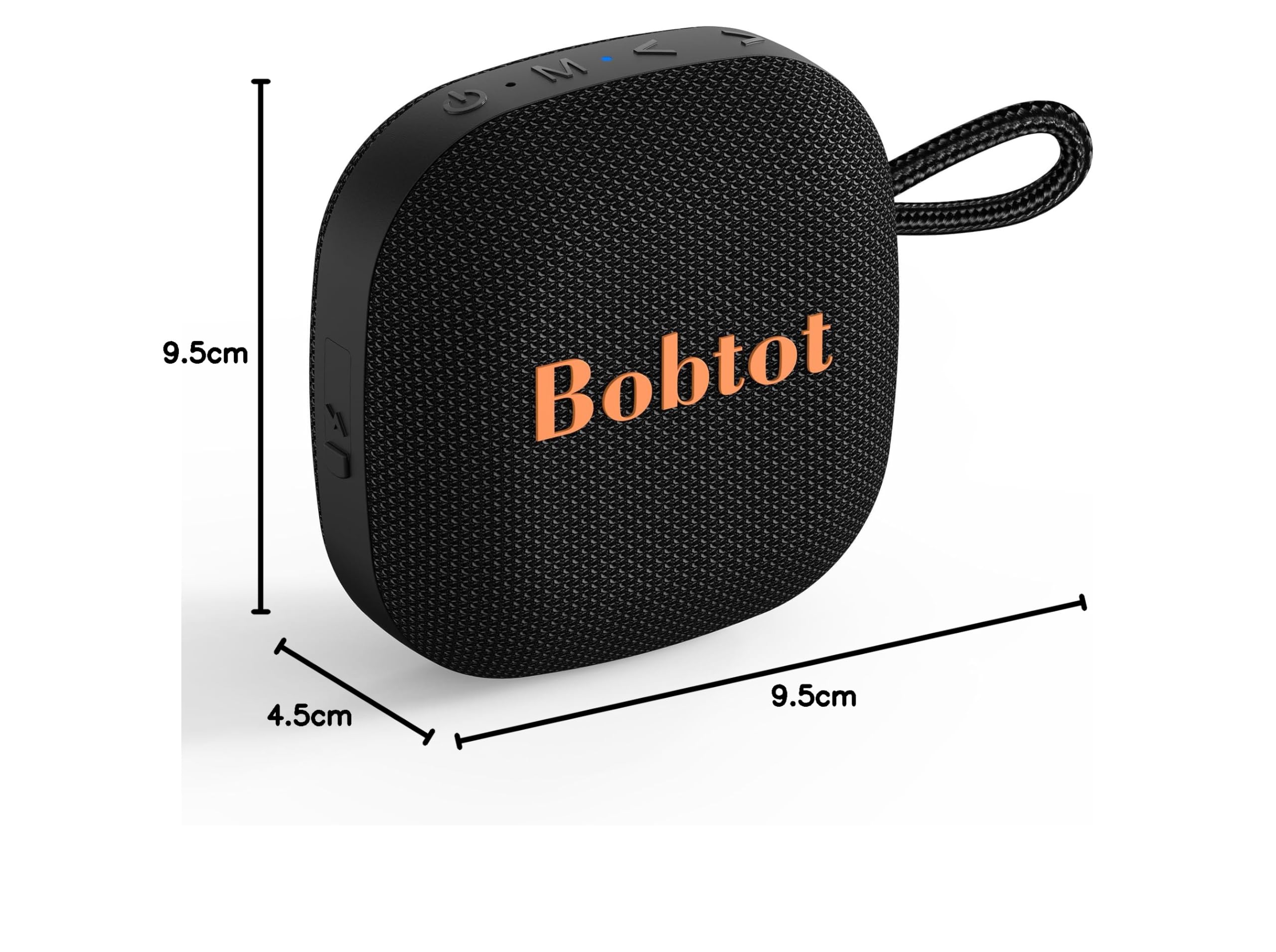 Bobtot Altoparlanti Bluetooth portatili, mini altoparlante wireless IPX7 impermeabile con 16 ore di riproduzione, suono stereo forte, TWS, microfono integrato, di piccole dimensioni con cordino, nero