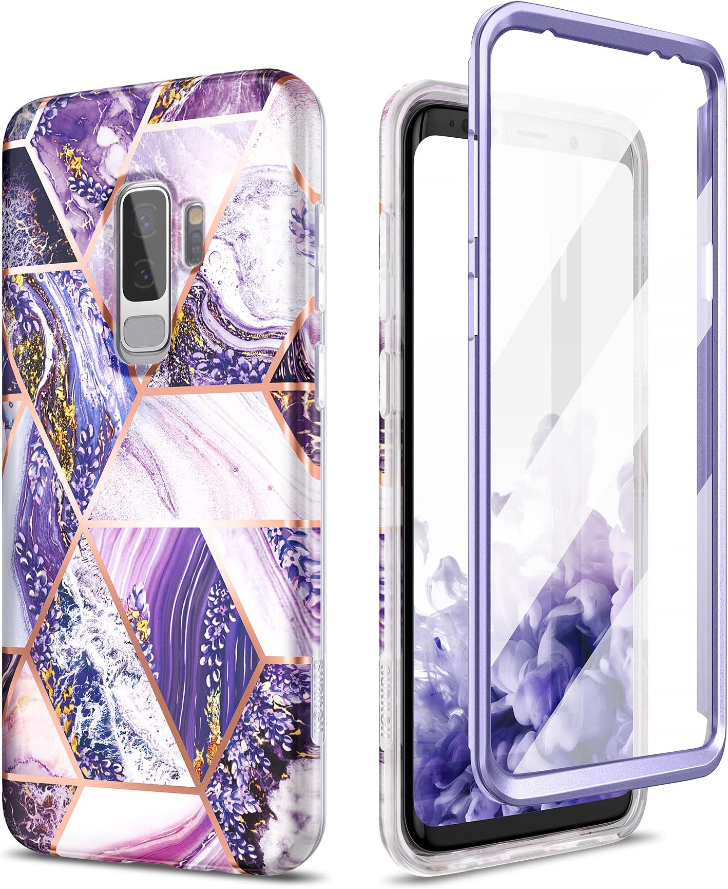 Samsung Galaxy S9 Hülle Mit Displayschutz i-Blason Hülle Kompatibel für Samsung Galaxy S9 Glitzer 360 Grad